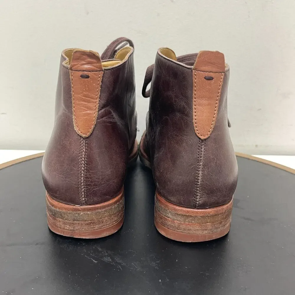 Bernardo Chukka Boots Men 9 Brown Leather Ankle Lace Up Desert Crepe Sole Preppy
